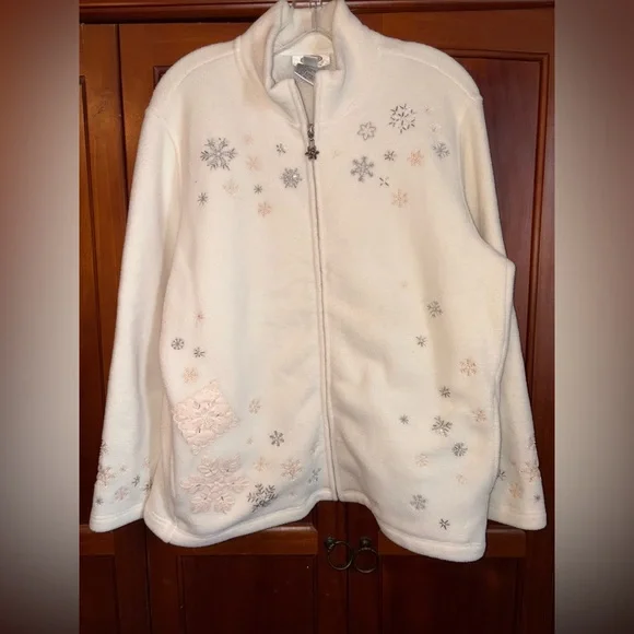 Talbots Cream Fleece Jacket - Picture 1 of 4